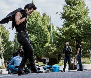 Tokyo, Japan - October 7, 2012: Rockabilly's in Yoyogi Park in Tokyo. Located near the Harajuku station this is the fourth biggest park of the city and is well known because it is a big meeting point for young people on Sunday from Cosplay players to this rockabilly gangs.